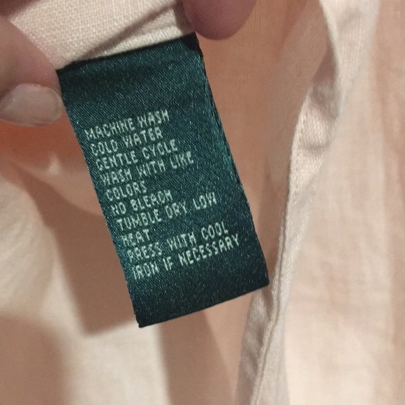 Ralph Lauren Petite Pink Linen button down shirt - Picture 6 of 8